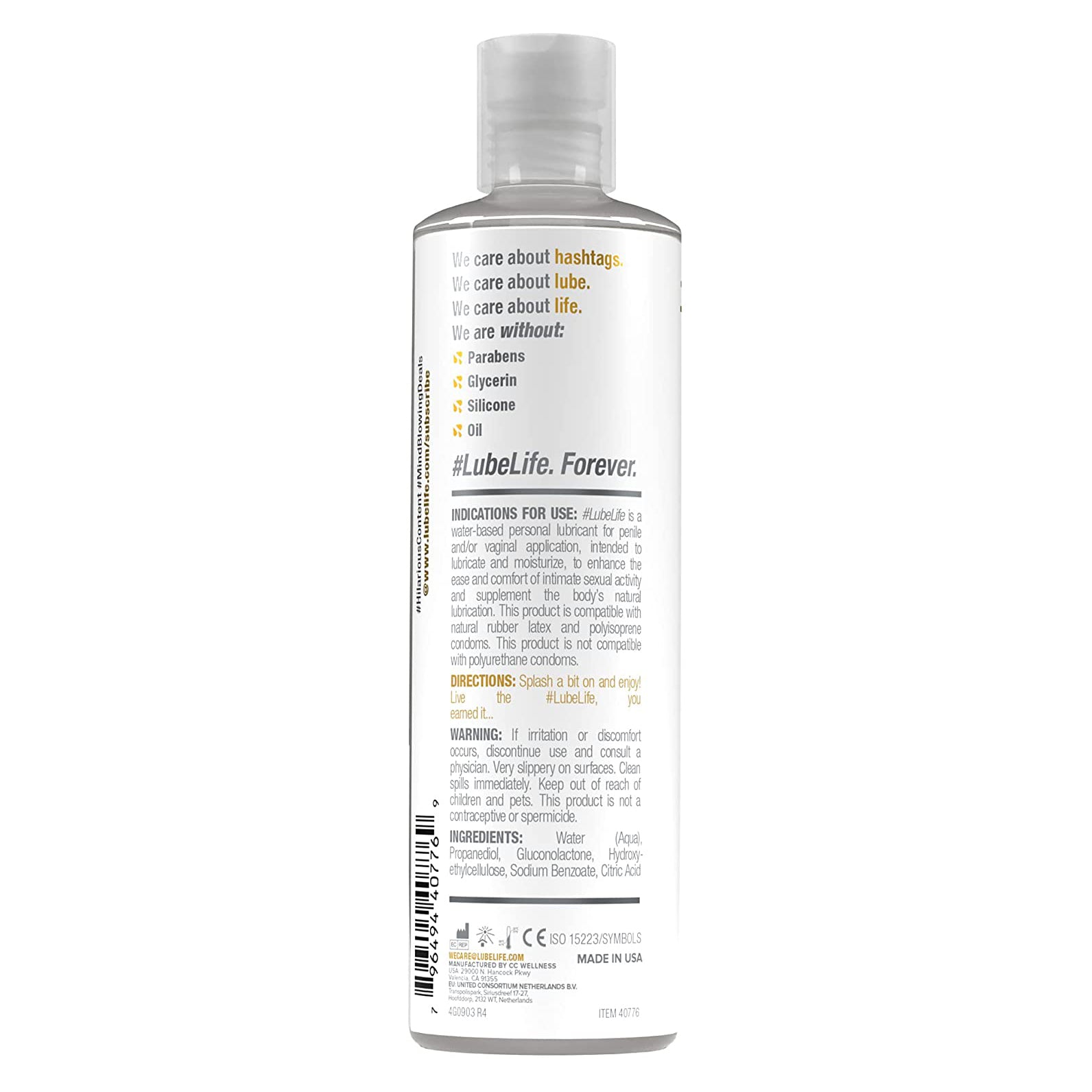 LubeLife 8 Fl Oz Water-Based Lube