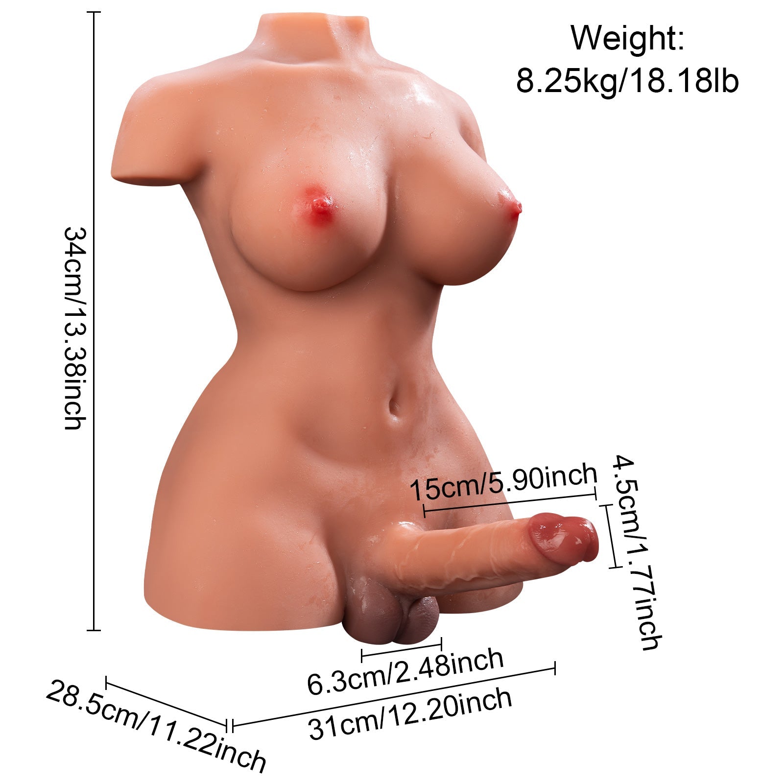 Ailey: 18LB Futa Sex Doll Torso with 5.9" Penis BloomDoll Ailey: 18LB Futa Sex Doll Torso with 5.9" Penis BloomDoll